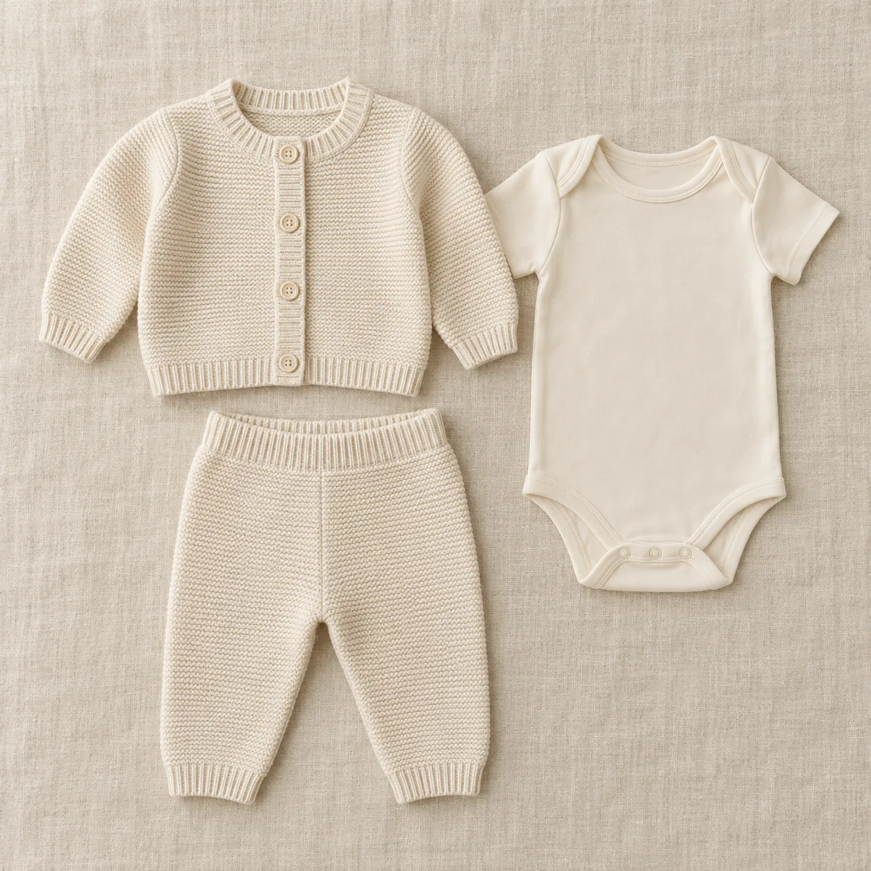 Cloud Knit Cardigan Set — Cream