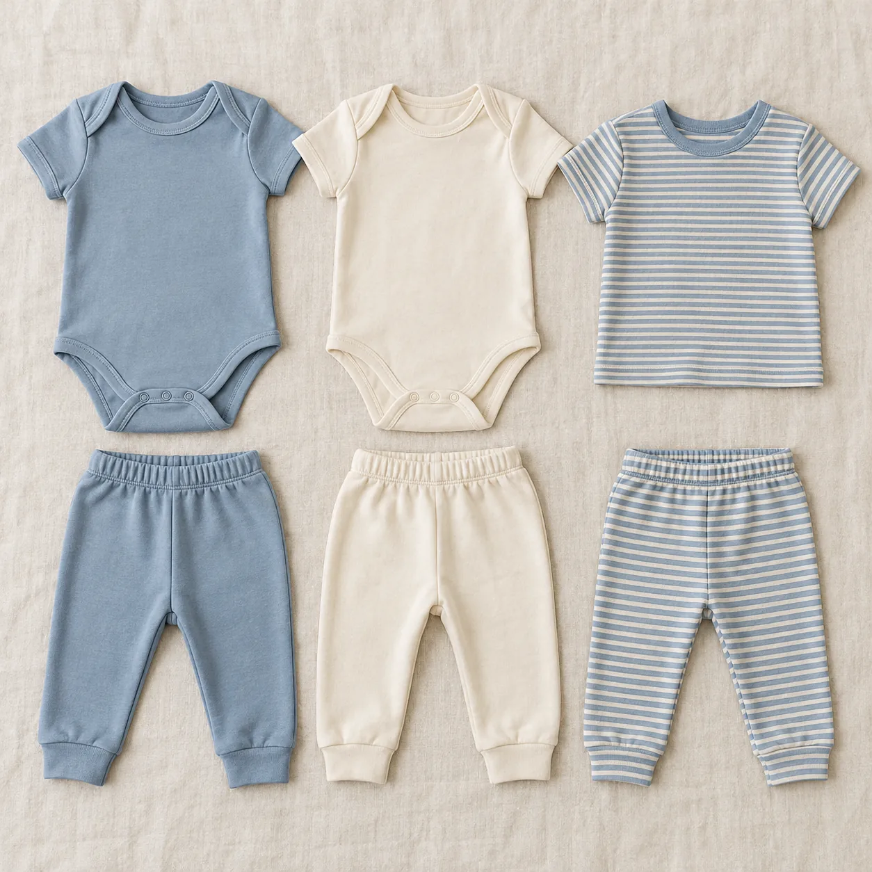 Bluebird Three-Outfit Set — Blue / Cream
