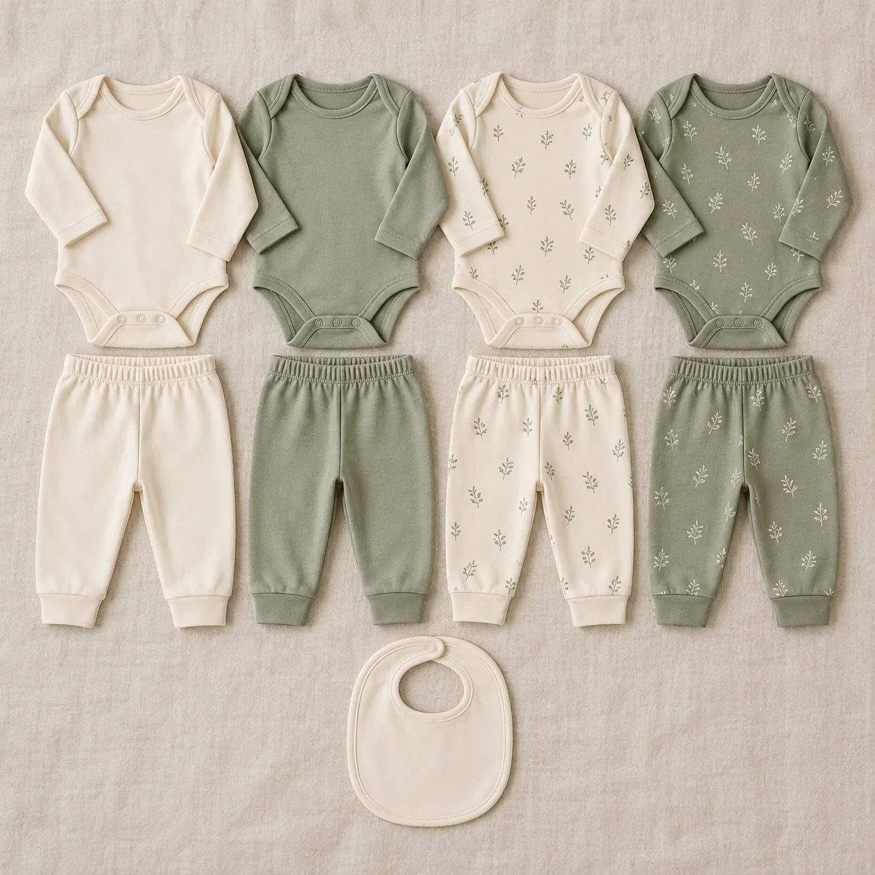 Gentle Beginnings Nine-Piece Gift Set — Cream / Sage